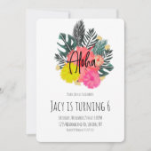 Invitation Anniversaire floral de l'Aloha Tropical tiré à la  (Devant)
