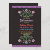 Invitation Anniversaire floral de Mexicain de fiesta de (Devant / Derrière)