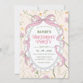 Invitation Anniversaire floral doux vintage (Devant)