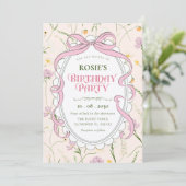 Invitation Anniversaire floral doux vintage (Debout devant)