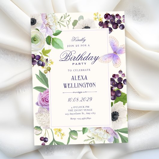 Invitation Anniversaire floral esthétique