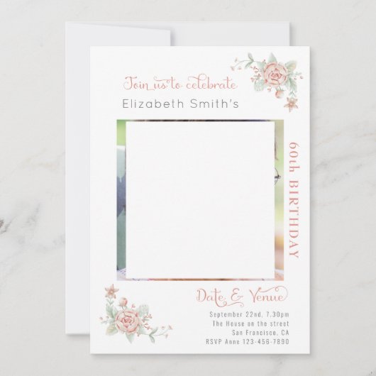 Invitation Anniversaire floral féminin (Devant)
