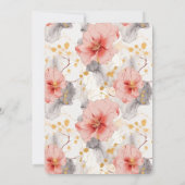 Invitation Anniversaire floral gris de corail (Dos)
