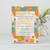 Invitation Anniversaire Floral Hippie Retro (Debout devant)