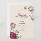 Invitation Anniversaire floral minimaliste (Devant)