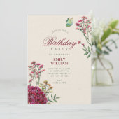 Invitation Anniversaire floral minimaliste (Debout devant)