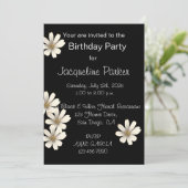 Invitation Anniversaire floral noir et blanc (Debout devant)