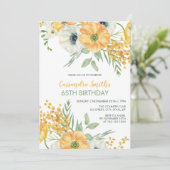 Invitation Anniversaire Floral Orange & Blanc Anémonique (Debout devant)
