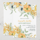 Invitation Anniversaire Floral Orange & Blanc Anémonique (Devant / Derrière)