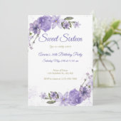Invitation Anniversaire floral pourpre (Debout devant)