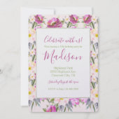 Invitation Anniversaire Floral Rose (Devant)