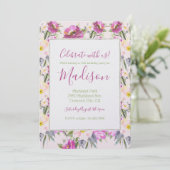 Invitation Anniversaire Floral Rose (Debout devant)