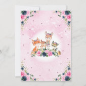 Invitation Anniversaire floral rose d'animaux de forêt de (Dos)