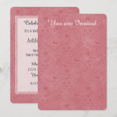 Invitation Anniversaire Floral Rouge Élégant (Devant / Derrière)