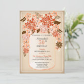 Invitation Anniversaire floral rustique 2 de parchemin de pot (Debout devant)