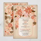 Invitation Anniversaire floral rustique 2 de parchemin de pot (Devant / Derrière)