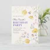 Invitation Anniversaire floral sauvage élégant (Debout devant)