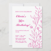 Invitation Anniversaire floral simple et élégant (Devant)