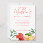 Invitation Anniversaire Floral Tropical (Devant)