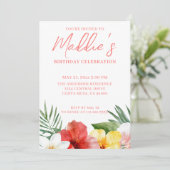 Invitation Anniversaire Floral Tropical (Debout devant)