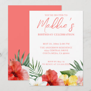 Invitation Anniversaire Floral Tropical
