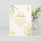 Invitation Anniversaire floral vert jaune (Debout devant)