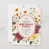Invitation Anniversaire floral vintage (Devant)