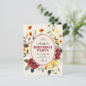 Invitation Anniversaire floral vintage (Debout devant)