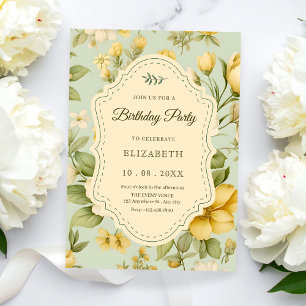 Invitation anniversaire floral vintage