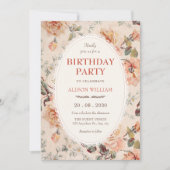 Invitation Anniversaire floral vintage (Devant)