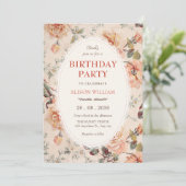 Invitation Anniversaire floral vintage (Debout devant)