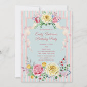 Invitation Anniversaire floral Vintage de Shabby Chic (Devant)