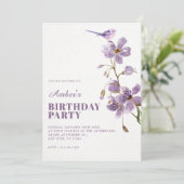 Invitation Anniversaire floral violet (Debout devant)