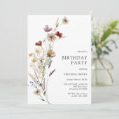 Invitation anniversaire florale boho (Debout devant)