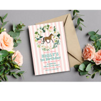 Invitation anniversaire florale cheval - TOUT ÂGE