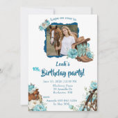 Invitation anniversaire florale de cheval occident (Devant)