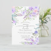 Invitation Anniversaire | Flore de lavande pâle de printemps (Debout devant)