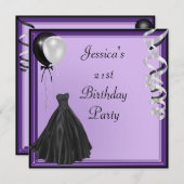 Invitation Anniversaire formel de ballons noirs argentés (Devant / Derrière)