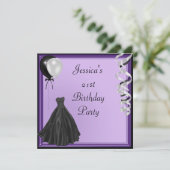 Invitation Anniversaire formel de ballons noirs argentés (Debout devant)