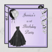 Invitation Anniversaire formel de ballons noirs argentés (Devant / Derrière)