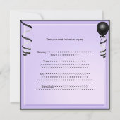 Invitation Anniversaire formel de ballons noirs argentés (Dos)