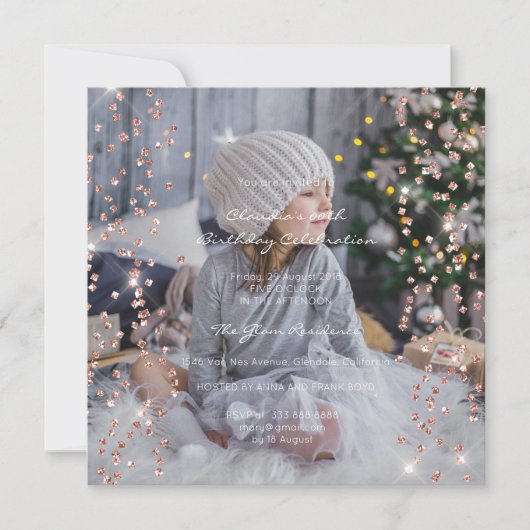 Invitation Anniversaire Foto Formelle Confetti Spark (Devant)