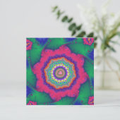 Invitation Anniversaire fractal vert et rose (Debout devant)
