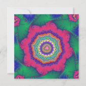 Invitation Anniversaire fractal vert et rose (Devant)