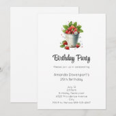 Invitation Anniversaire Fraises dans un Seau (Devant / Derrière)