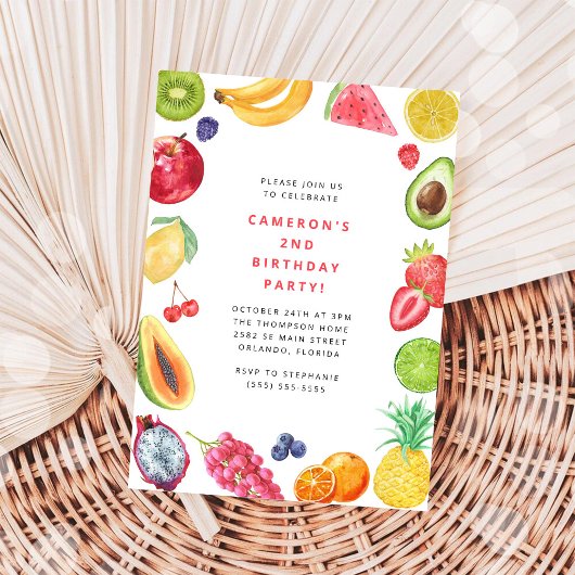 Invitation Anniversaire Fruit de la Très Grosse Chenille