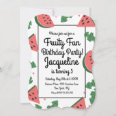 Invitation Anniversaire Fruitée Été Pastèque Gras (Devant)