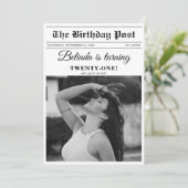 Invitation Anniversaire Fun Journal Fun Black & White Photo (Debout devant)