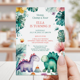 Invitation Anniversaire Fun Jungle Dino Mignon