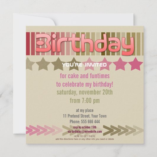 Invitation Anniversaire FunTimes (Dos)